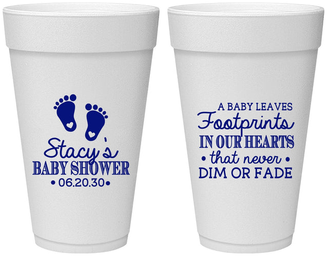 Personalized Baby Shower 20 oz Foam Cups - Footprints | 90176