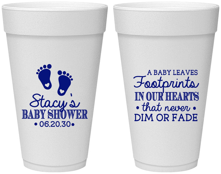 Personalized Baby Shower 20 oz Foam Cups - Footprints | 90176