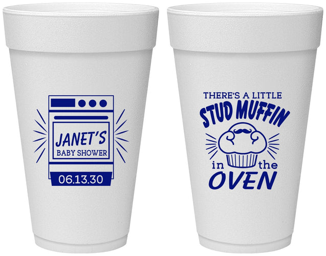Personalized Baby Shower 20 oz Foam Cups - Stud Muffin | 90182