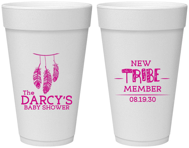 Personalized Baby Shower 20 oz Foam Cups - Tribe Member | 90183