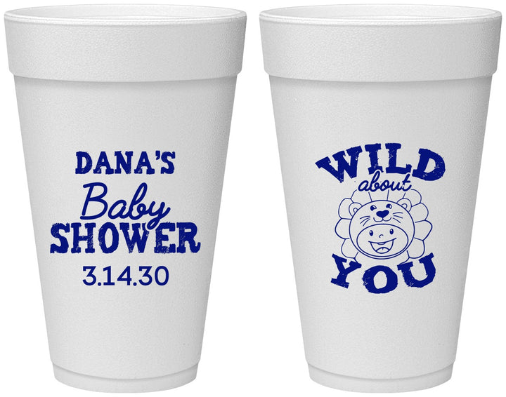 Personalized Baby Shower 20 oz Foam Cups - Lion Wild About You | 90186