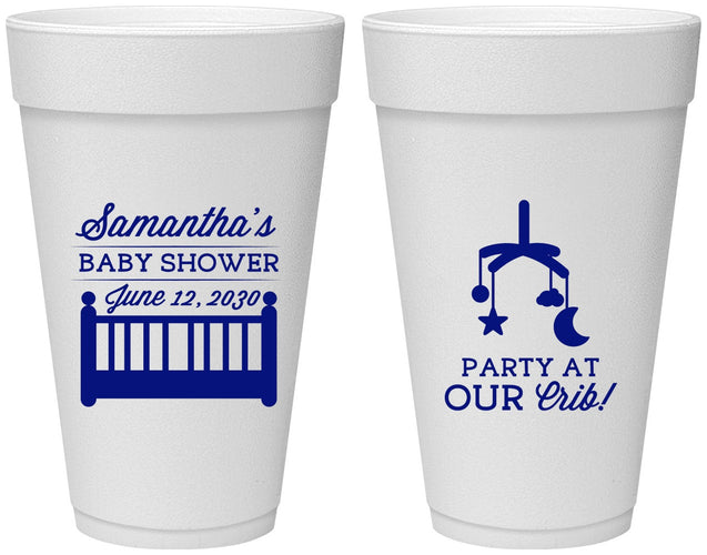 Personalized Baby Shower 20 oz Foam Cups - Party At Our Crib | 90187