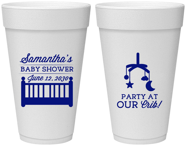 Personalized Baby Shower 20 oz Foam Cups - Party At Our Crib | 90187
