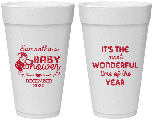 Personalized Baby Shower 20 oz Foam Cups - Christmas | 90191