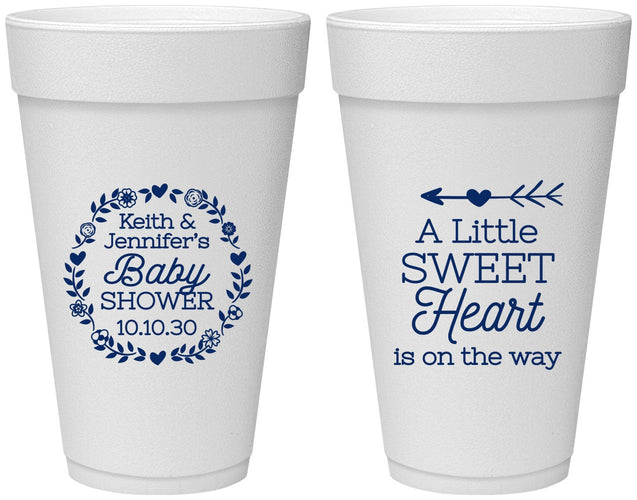 Personalized Baby Shower 20 oz Foam Cups - Little Sweet Heart | 90195
