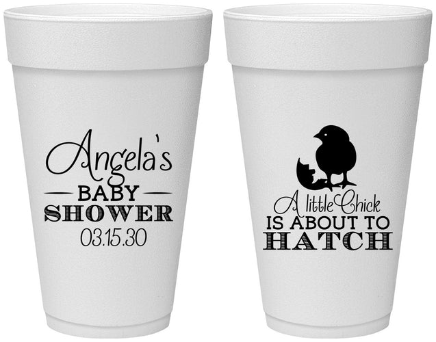 Personalized Baby Shower 20 oz Foam Cups - Chick About To Hatch | 90199