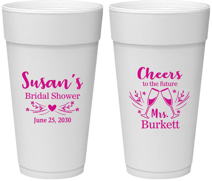Personalized Bridal Shower 24 oz Foam Cups - Future Mrs | 100005