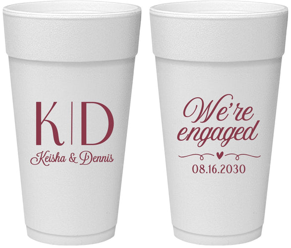 Personalized Engagement 24 oz Foam Cups - We Are Engaged | 10001