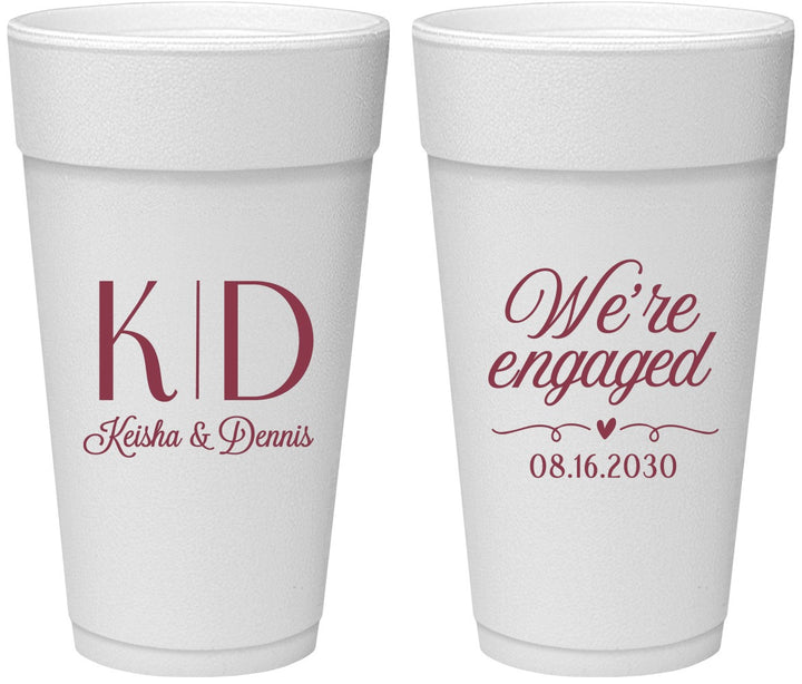 Personalized Engagement 24 oz Foam Cups - We Are Engaged | 10001