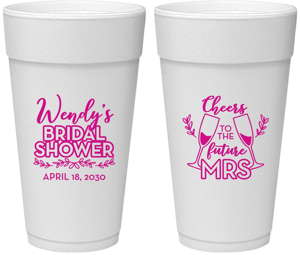Personalized Bridal Shower 24 oz Foam Cups - Future Mrs | 100011