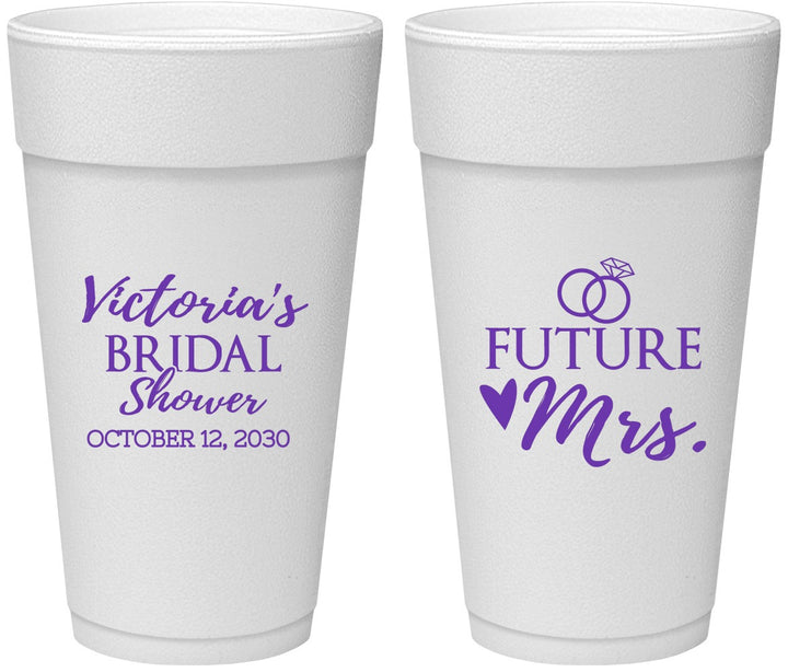 Personalized Bridal Shower 24 oz Foam Cups - Future Mrs | 100012