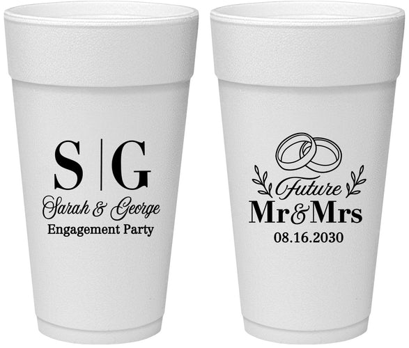 Personalized Engagement 24 oz Foam Cups - Future Mr And Mrs | 10002