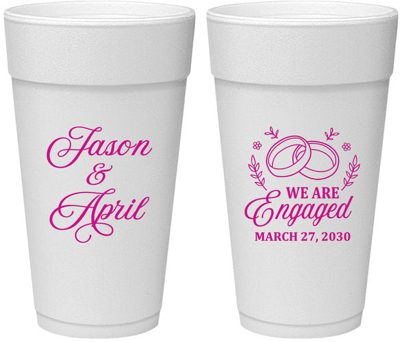 Personalized Engagement 24 oz Foam Cups - We Are Engaged | 10003