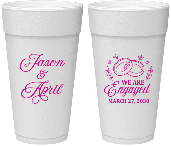 Personalized Engagement 24 oz Foam Cups - We Are Engaged | 10003