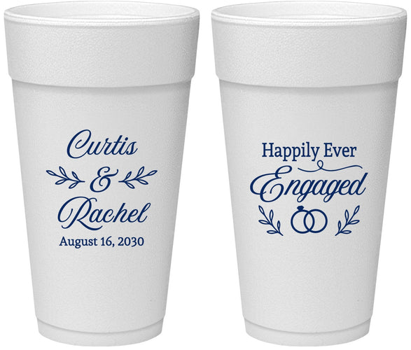 Personalized Engagement 24 oz Foam Cups - Happily Ever Engaged | 10004