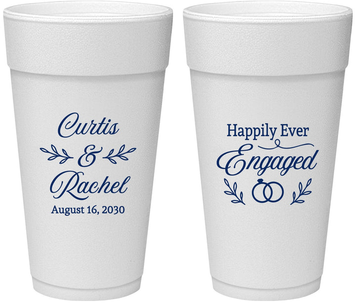 Personalized Engagement 24 oz Foam Cups - Happily Ever Engaged | 10004