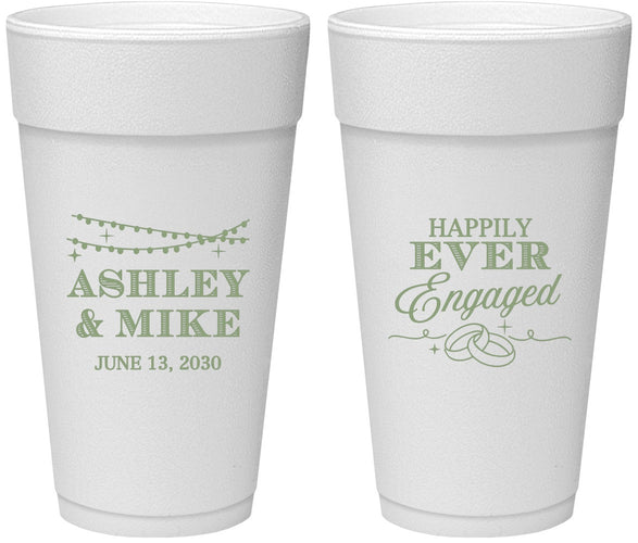 Personalized Engagement 24 oz Foam Cups - Happily Ever Engaged | 10006