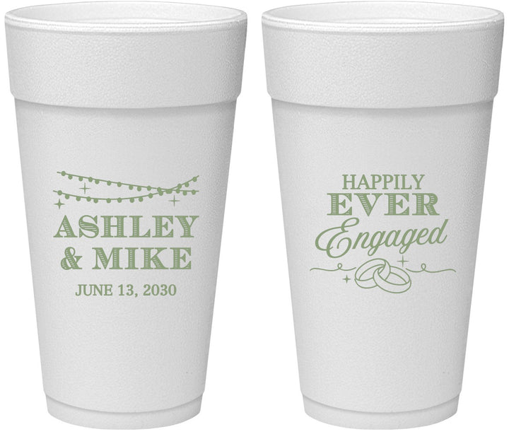 Personalized Engagement 24 oz Foam Cups - Happily Ever Engaged | 10006