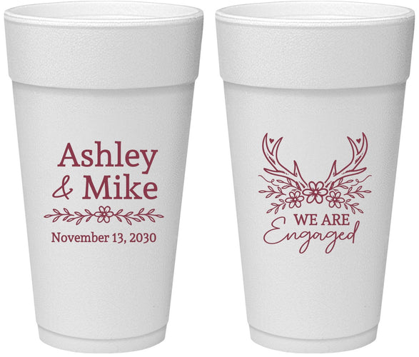 Personalized Engagement 24 oz Foam Cups - We Are Engaged | 10009