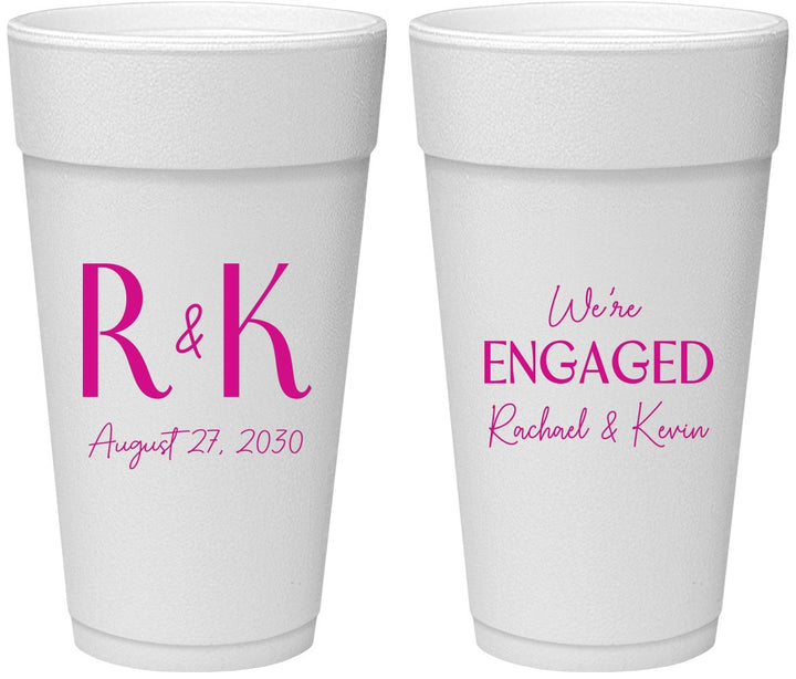 Personalized Engagement 24 oz Foam Cups - We Are Engaged | 10011