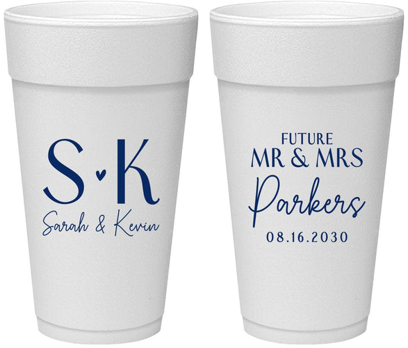Personalized Engagement 24 oz Foam Cups - Future Mr And Mrs | 10012
