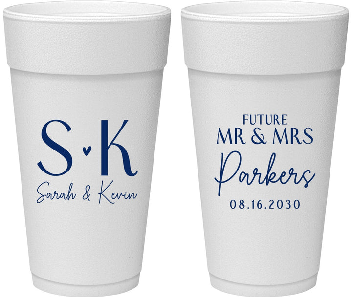 Personalized Engagement 24 oz Foam Cups - Future Mr And Mrs | 10012