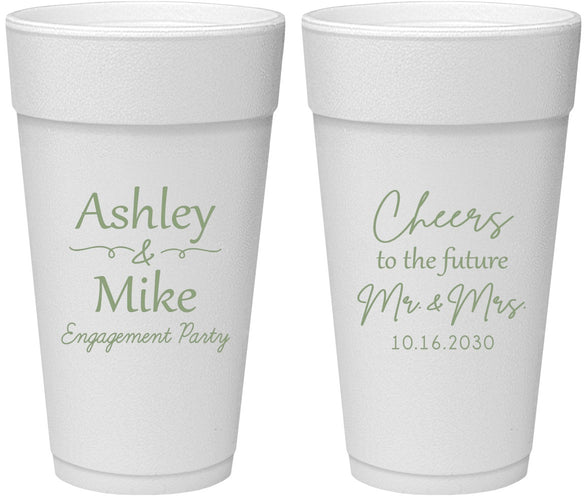 Personalized Engagement 24 oz Foam Cups - Future Mr And Mrs | 10014