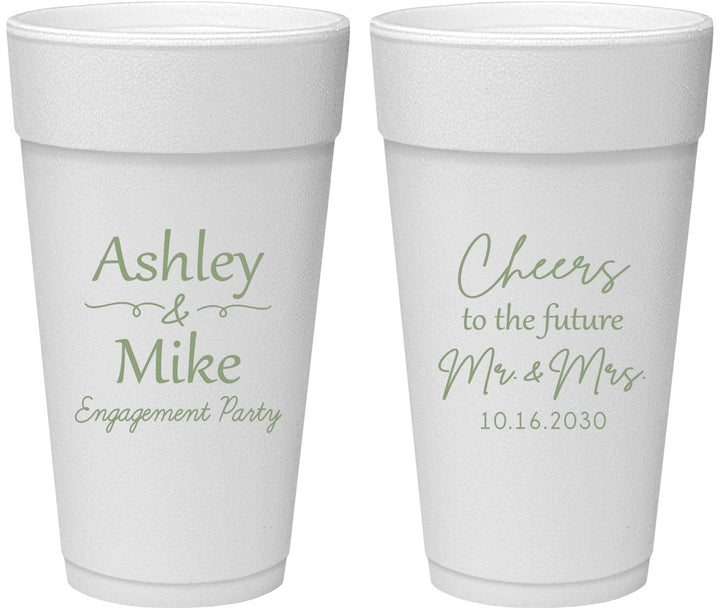 Personalized Engagement 24 oz Foam Cups - Future Mr And Mrs | 10014