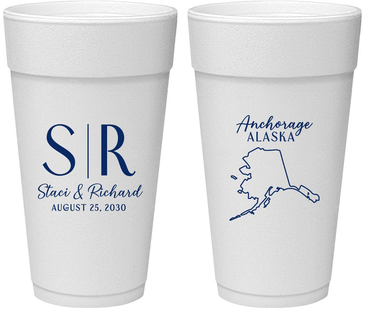 Personalized Wedding 24 oz Foam Cups - Alaska | 101