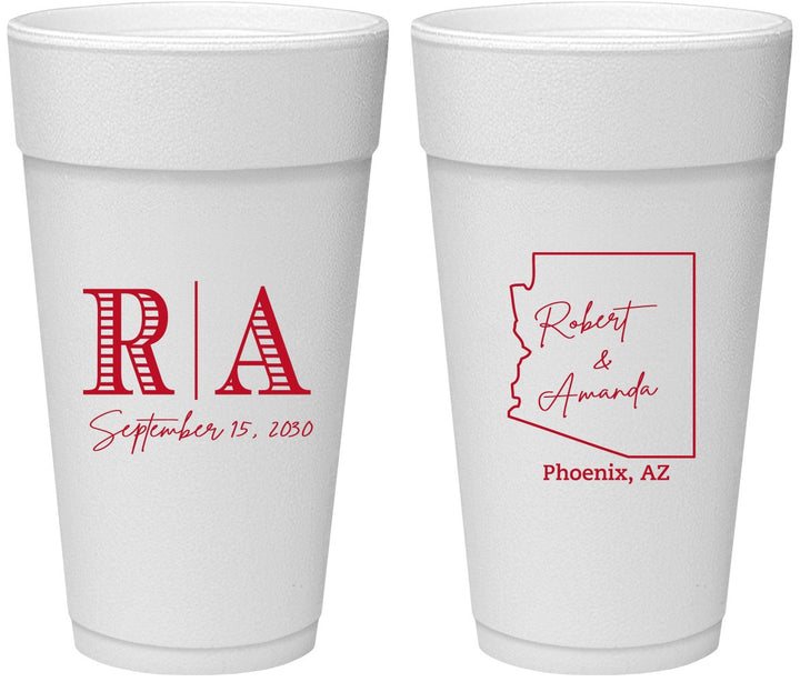 Personalized Wedding 24 oz Foam Cups - Arizona | 102