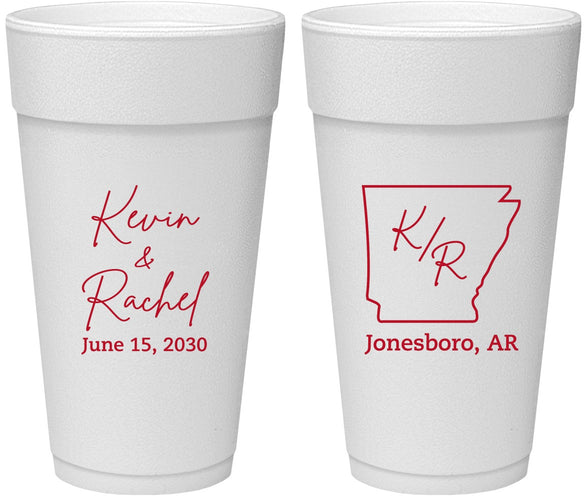 Personalized Wedding 24 oz Foam Cups - Arkansas | 103