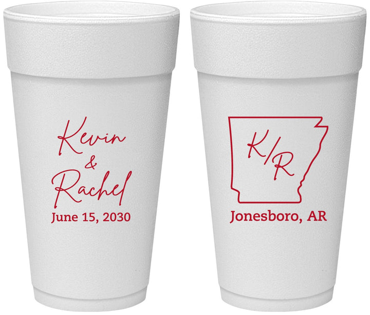 Personalized Wedding 24 oz Foam Cups - Arkansas | 103