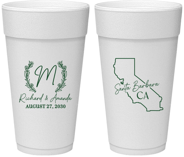 Personalized Wedding 24 oz Foam Cups - California | 104