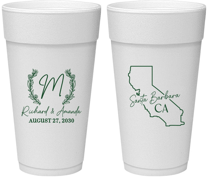 Personalized Wedding 24 oz Foam Cups - California | 104