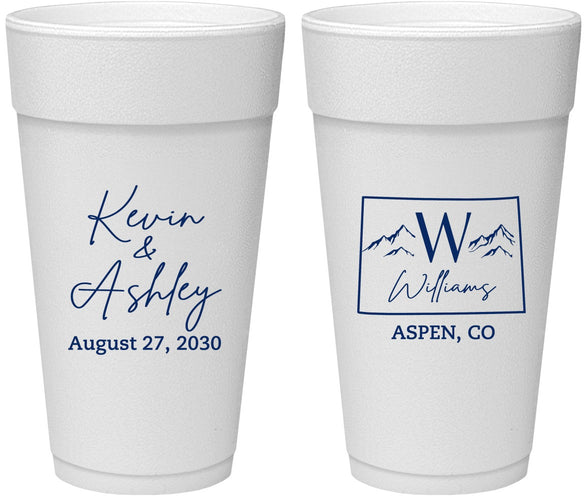 Personalized Wedding 24 oz Foam Cups - Colorado | 105