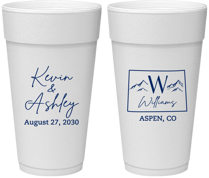 Personalized Wedding 24 oz Foam Cups - Colorado | 105