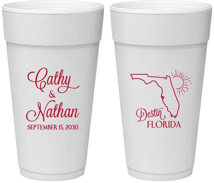 Personalized Wedding 24 oz Foam Cups - Florida | 108