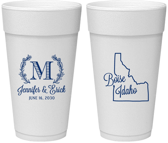 Personalized Wedding 24 oz Foam Cups - Idaho | 111