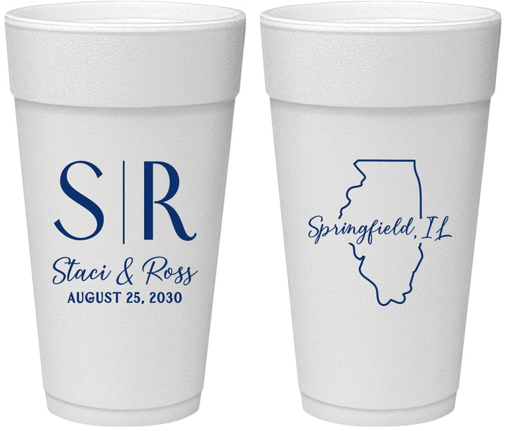 Personalized Wedding 24 oz Foam Cups - Illinois | 112
