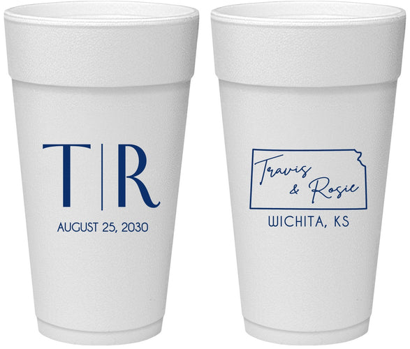 Personalized Wedding 24 oz Foam Cups - Kansas | 115