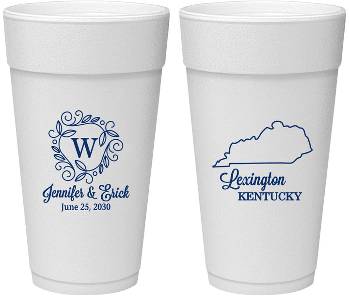 Personalized Wedding 24 oz Foam Cups - Kentucky | 116