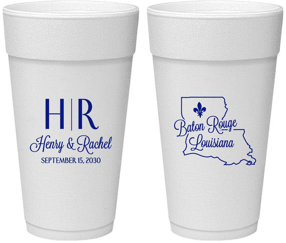 Personalized Wedding 24 oz Foam Cups - Louisiana | 117