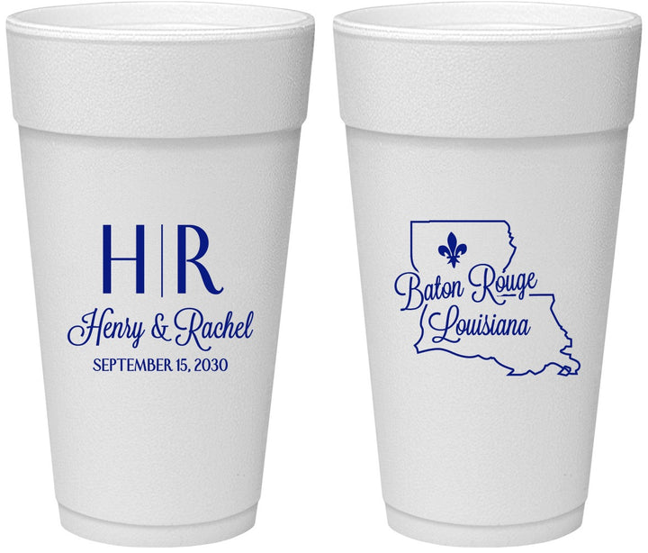 Personalized Wedding 24 oz Foam Cups - Louisiana | 117