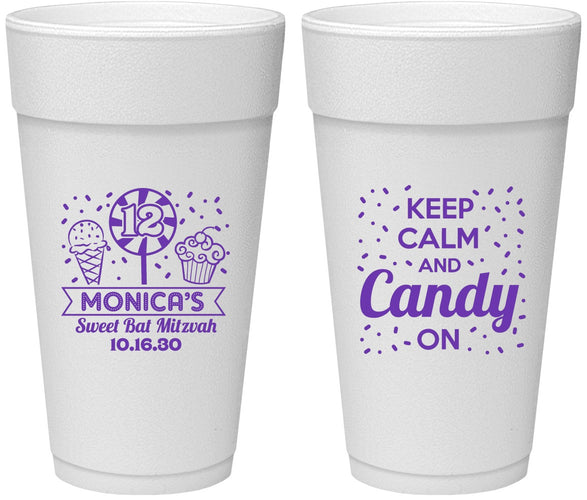 Personalized Bat Mitzvah 24 oz Foam Cups - 12th Birthday Cupcake | 120001