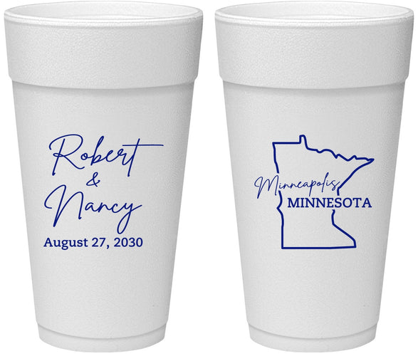 Personalized Wedding 24 oz Foam Cups - Minnesota | 122
