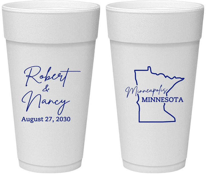 Personalized Wedding 24 oz Foam Cups - Minnesota | 122