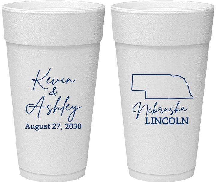 Personalized Wedding 24 oz Foam Cups - Nebraska | 126
