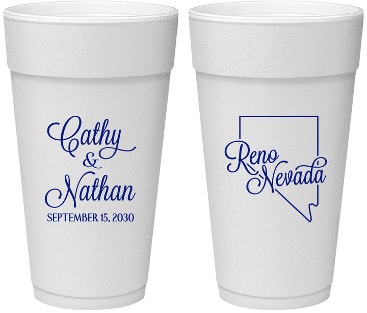 Personalized Wedding 24 oz Foam Cups - Nevada | 127