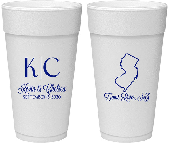 Personalized Wedding 24 oz Foam Cups - New Jersey | 129
