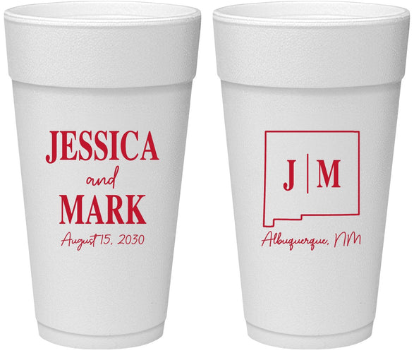 Personalized Wedding 24 oz Foam Cups - New Mexico | 130